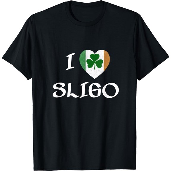 I Love Sligo Ireland Eire Flag Heart Shamrock Irish T-Shirt