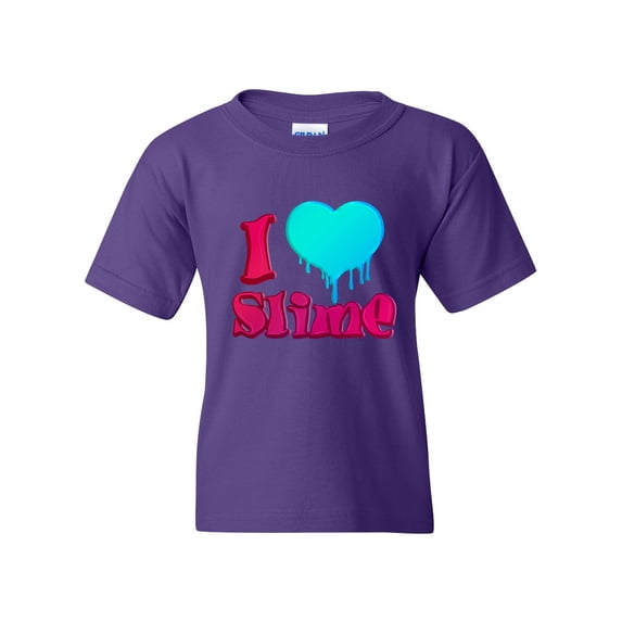 I Love Slime Heart Slime Lovers Party Funny DT Youth Kids T-Shirt Tee