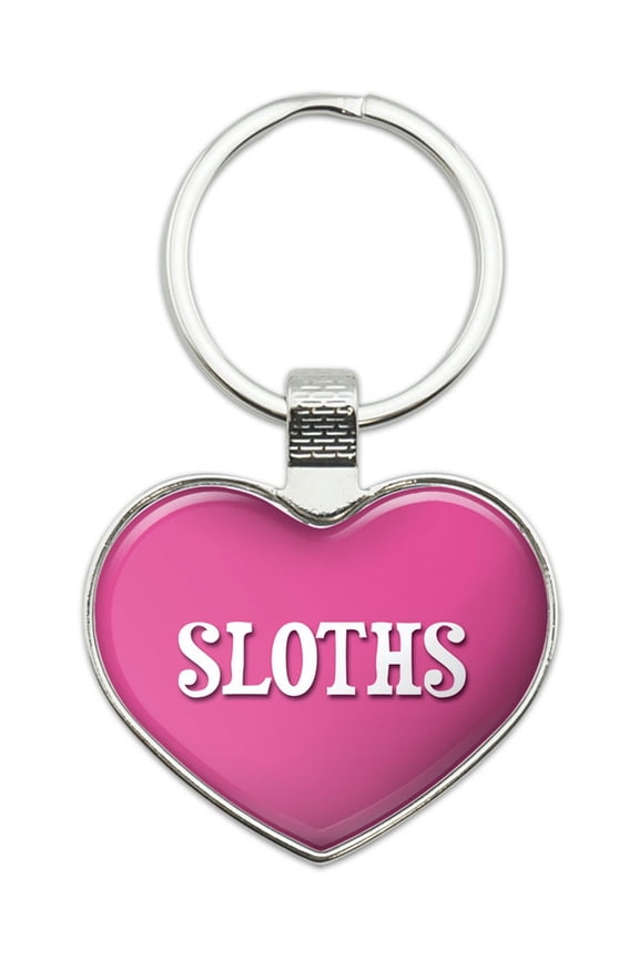 I Love Sloths Heart Metal Key Chain