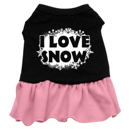 Christmas Pet Dog Cat Dress Screen Printed, "I Love Snow"