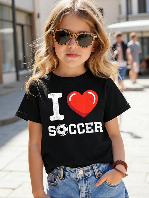I Love Soccer Goalie Girl Player Fan Game Day Soccer Tee Kids T-Shirt