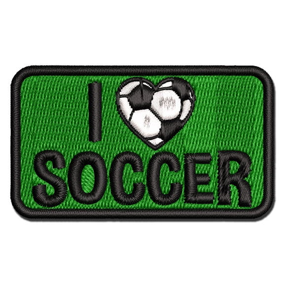 I Love Soccer Heart Shaped Ball Sports Applique Multi-Color Embroidered Hook & Loop Patch - 3 Inch Medium