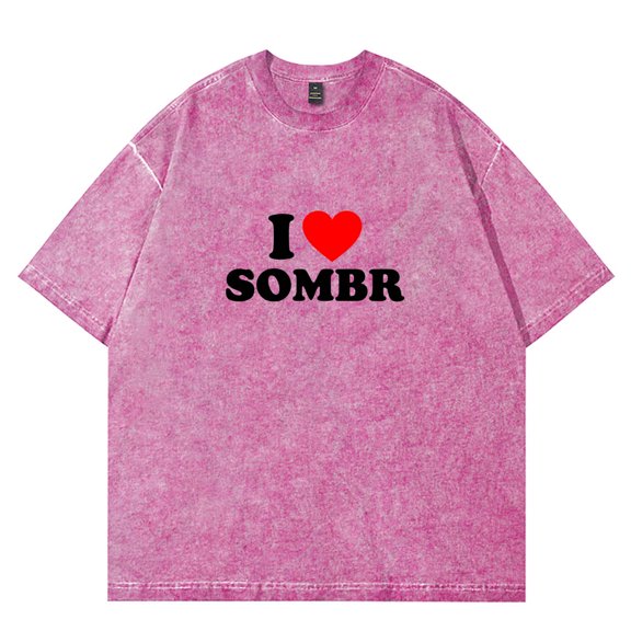 I Love Sombr Vintage Wash T-Shirts 2025 Tour Merch Women Men Cotton Short Sleeve Tee