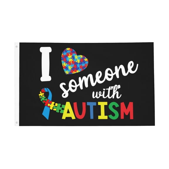 I Love Someone With Autism Flag 3x5 Ft Outdoor Indoor With Grommet Garden Yard Banner Decorative Sign