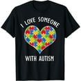 thumbnail image 1 of I Love Someone With Autism Puzzle Heart Awareness Rainbow T-Shirt, 1 of 4