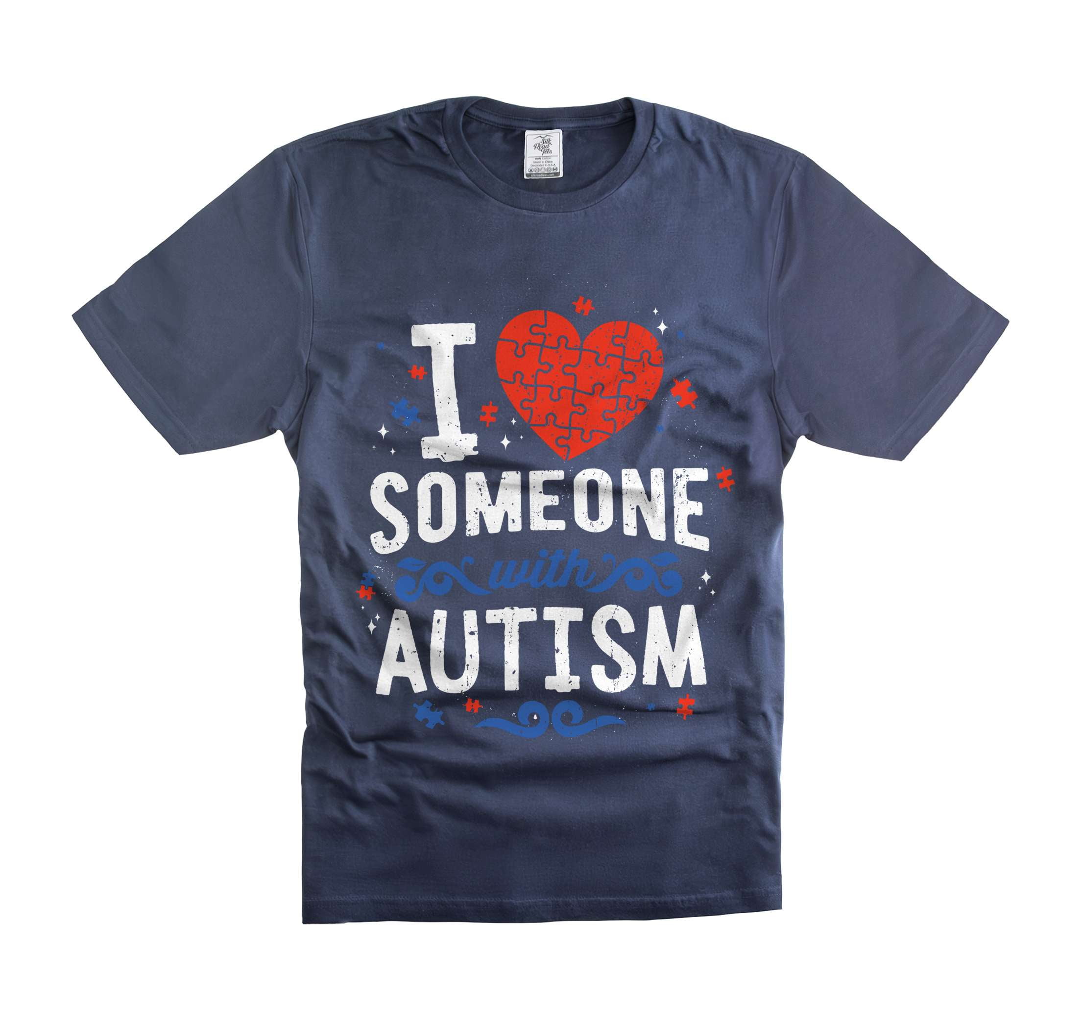 I Love Someone With Autism T-Shirt Autism Awareness Tee Autism Gift Tee Autistic Gift Ideas Shirt (XX-Large Navy Blue)