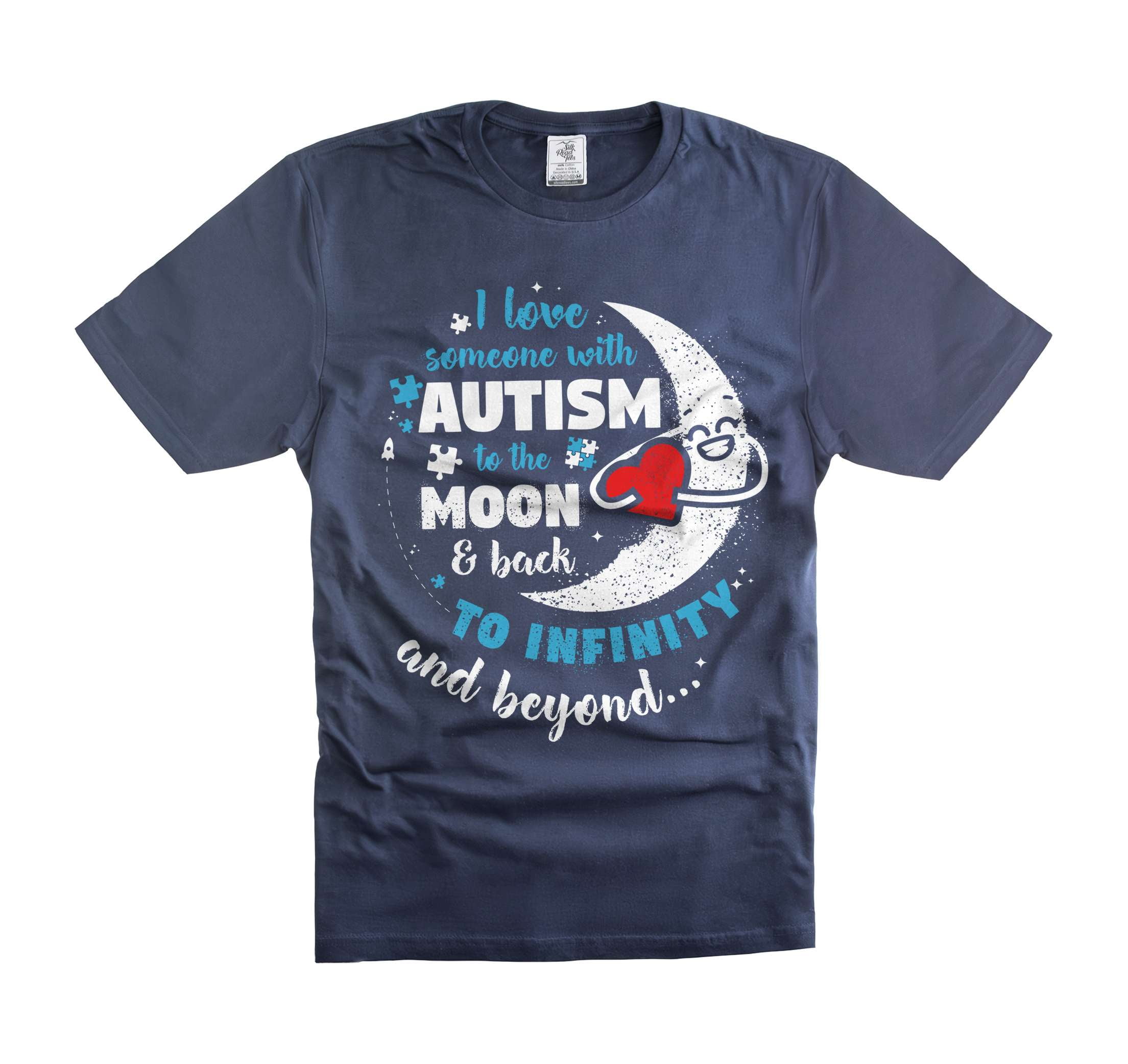 I Love Someone With Autism To The Moon And Back Shirt Autism Awareness Shirt Awareness Day Gift Tee (4X-Large Navy Blue)