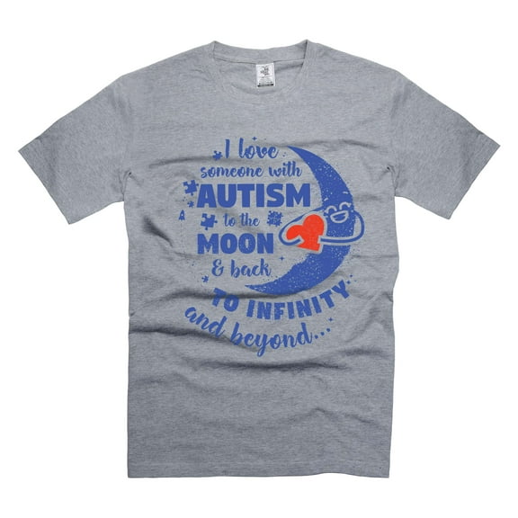 I Love Someone With Autism To The Moon And Back Shirt Autism Awareness Shirt Awareness Day Gift Tee (Small Grey)