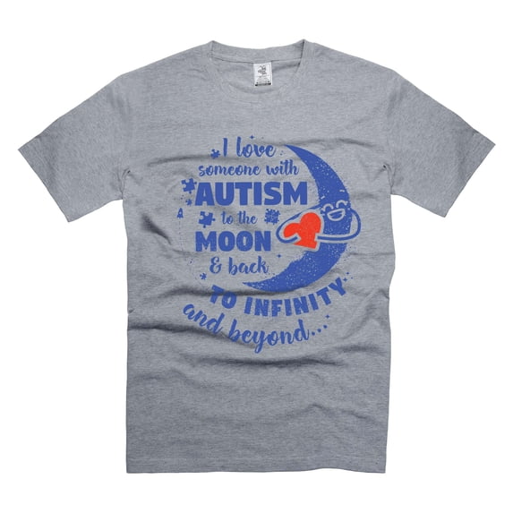 I Love Someone With Autism To The Moon And Back Shirt Autism Awareness Shirt Awareness Day Gift Tee (X-Large Grey)