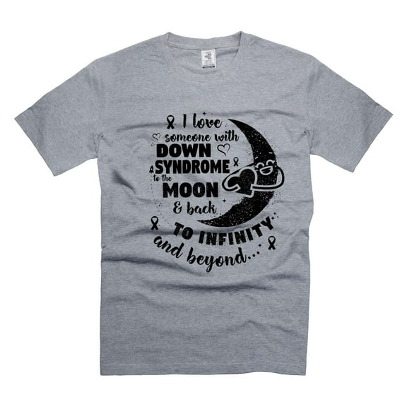 I Love Someone With Down Syndrome To The Moon And Back Shirt Down Syndrome Awareness Tee (Small Grey)