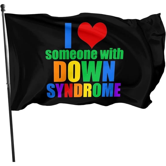 I Love Someone With Down Syndrome With American Slogan 3x5 Ft Outdoor Banner House Courtyard Garden Decor Flag
