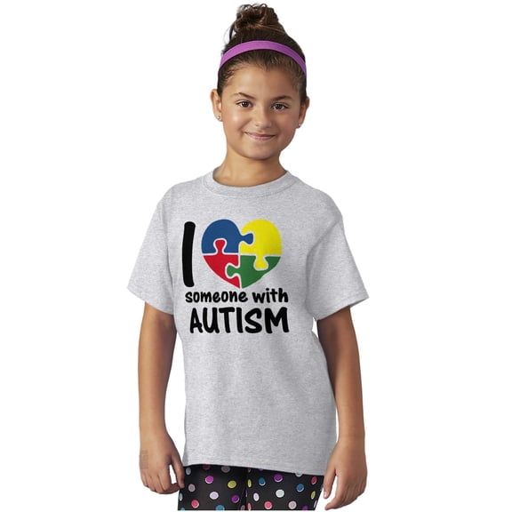 I Love Someone with Autism Puzzle Crewneck T Shirts Boy Girl Teen Brisco Brands X