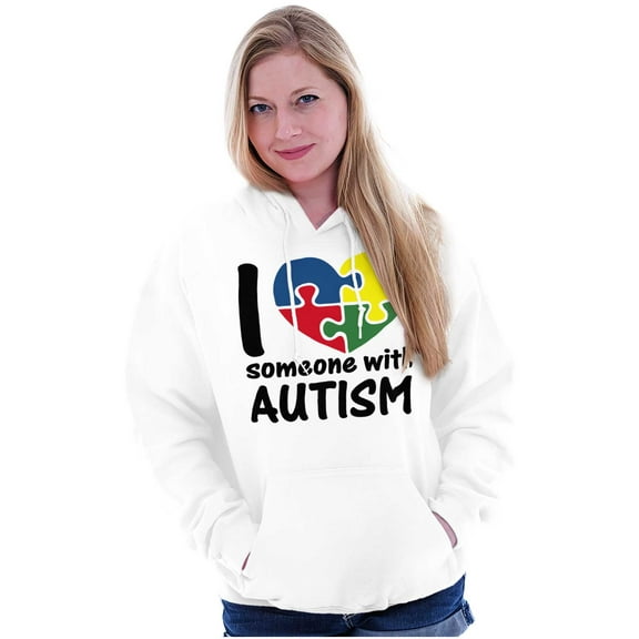 I Love Someone with Autism Puzzle Hoodie Sweatshirt Women Men Brisco Brands S