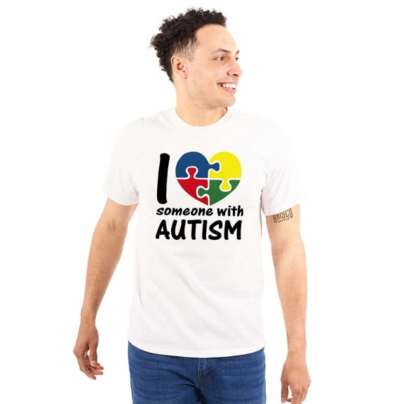 I Love Someone with Autism Puzzle Men's Graphic T Shirt Tees Brisco Brands L