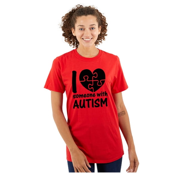 I Love Someone with Autism Puzzle Men's Graphic T Shirt Tees Brisco Brands S