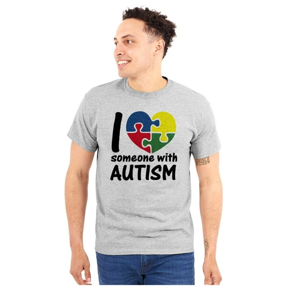 I Love Someone with Autism Puzzle Plus Size Crewneck Graphic Tee Shirt Brisco Brands 3X