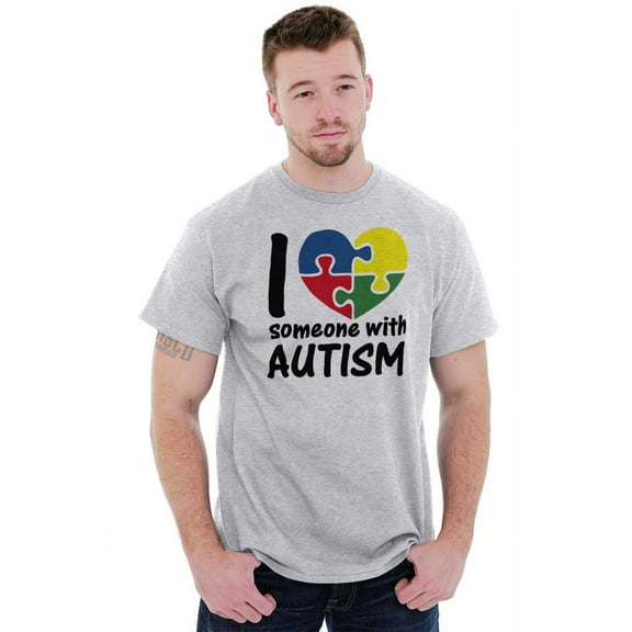 I Love Someone with Autism Puzzle Plus Size Crewneck Graphic Tee Shirt Brisco Brands 3X