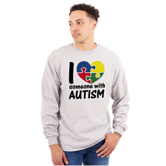 I Love Someone with Autism Puzzle Plus Size Long Sleeve Graphic Tee Shirt Brisco Brands 3X