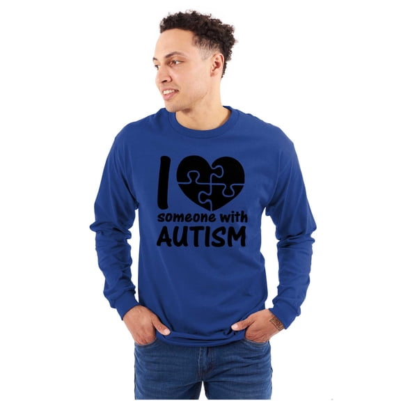 I Love Someone with Autism Puzzle Plus Size Long Sleeve Graphic Tee Shirt Brisco Brands 3X
