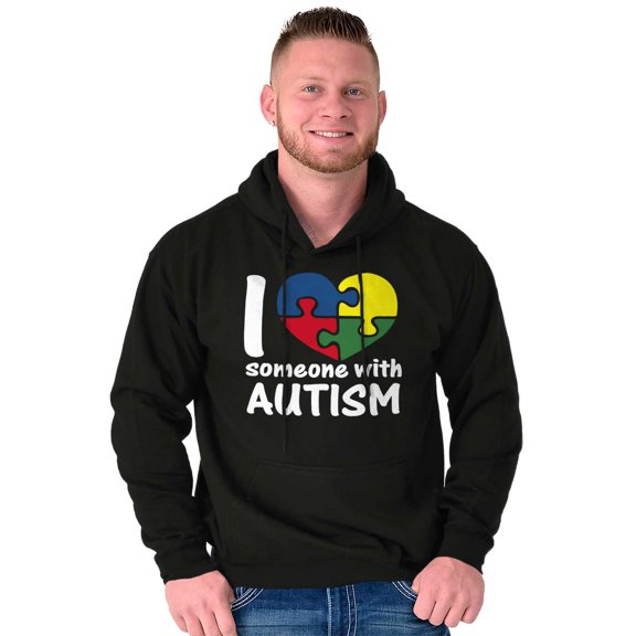 I Love Someone with Autism Puzzle Unisex Plus Fleece Graphic Hoodie Brisco Brands 2X
