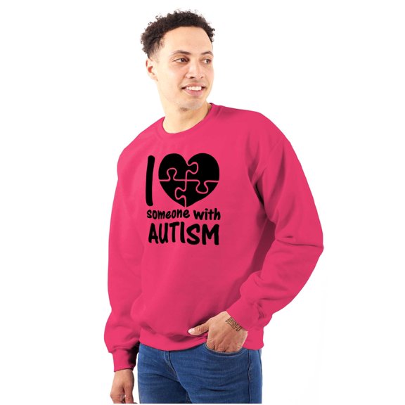 I Love Someone with Autism Puzzle Unisex Plus Fleece Graphic Sweatshirt Brisco Brands 3X