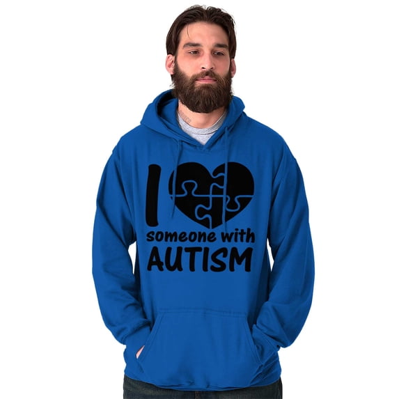 I Love Someone with Autism Puzzle Unisex Plus Fleece Graphic Hoodie Brisco Brands 2X