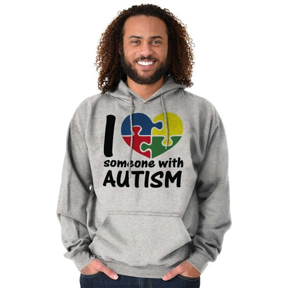 I Love Someone with Autism Puzzle Unisex Plus Fleece Graphic Hoodie Brisco Brands 3X