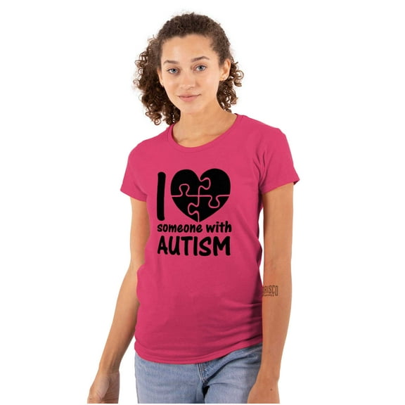 I Love Someone with Autism Puzzle Womens Slim Fit Graphic Tee Brisco Brands S