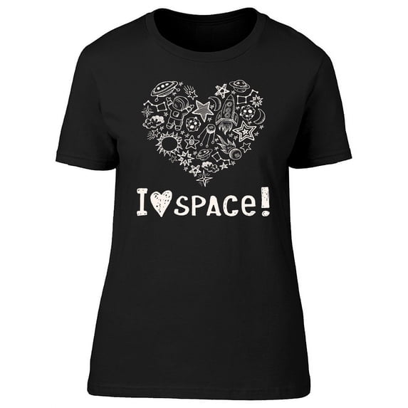 I Love Space Doodles T-Shirt Women -Image by Shutterstock, Female XX-Large