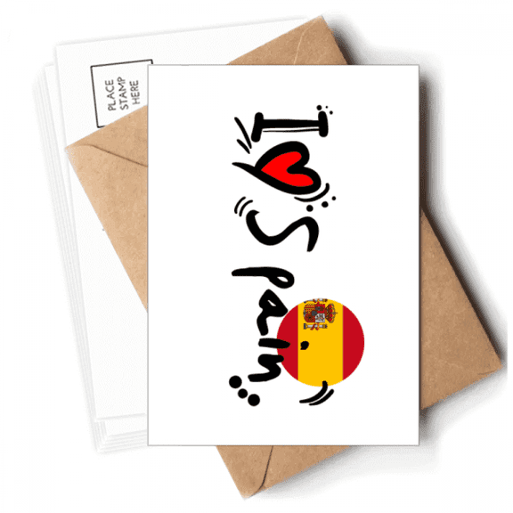 I Love Spain Word Flag Love Heart Illustration Postcards Envelopes Blank Note Cards Mailing