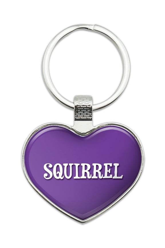I Love Squirrel Heart Metal Key Chain