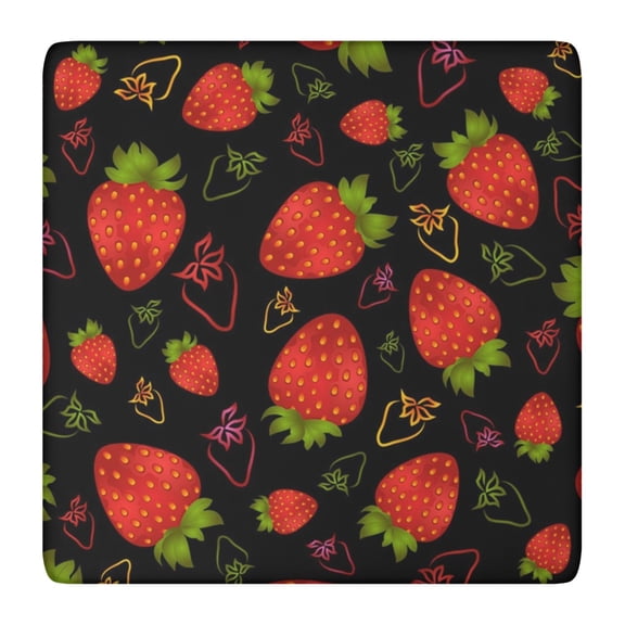 I Love Strawberries Table Cover - Elastic Edge Square Tablecloth - Cute Kawaii Fruit Print Windproof Outdoor 36x36 Inches