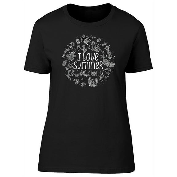I Love Summer Cute Flowers T-Shirt Women -Image by Shutterstock, Female Small