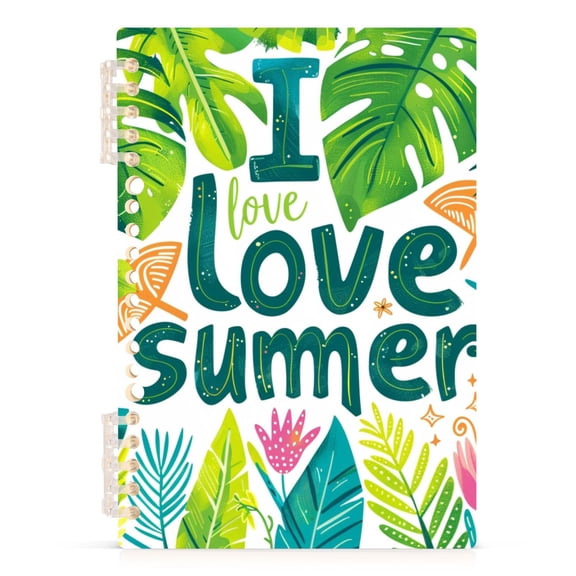 I Love Summer Plant Spiral Journal Notebook College Ruled Notebook 8.3" x 5.7" A5 Lined Thick Paper Page