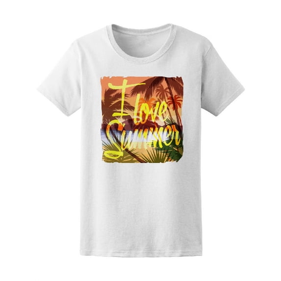 I Love Summer Tropical Beach T-Shirt Women -Image by Shutterstock, Female Medium