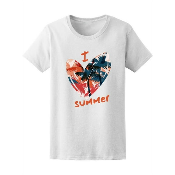 I Love Summer Tropical Heart T-Shirt Women -Image by Shutterstock, Female Medium