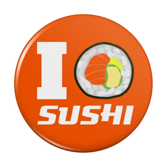I Love Sushi Roll Heart Kitchen Refrigerator Locker Button Magnet