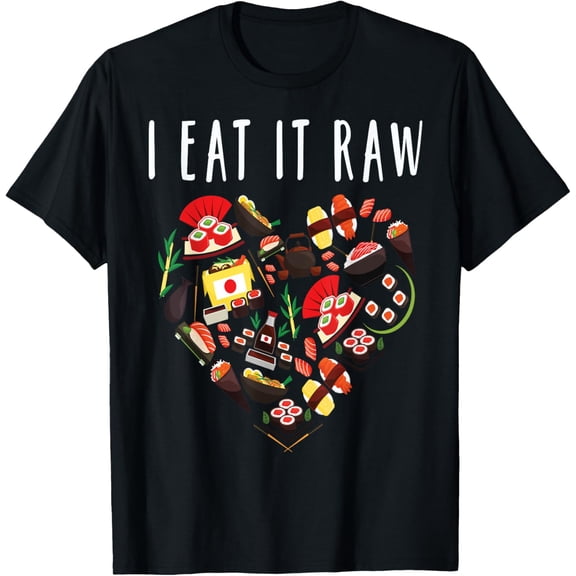 I Love Sushi T-Shirt Cute Black Japanese I Eat It raw Tshirt