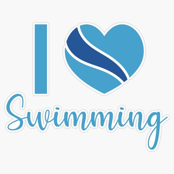 I Love Swimming Pool Workout Athlete Slogan Vinyl Sticker