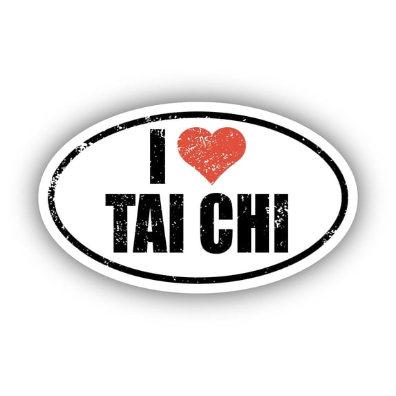 I Love Tai Chi I Heart Euro Oval Sticker Vinyl 3M Decal 3 In x 5 In