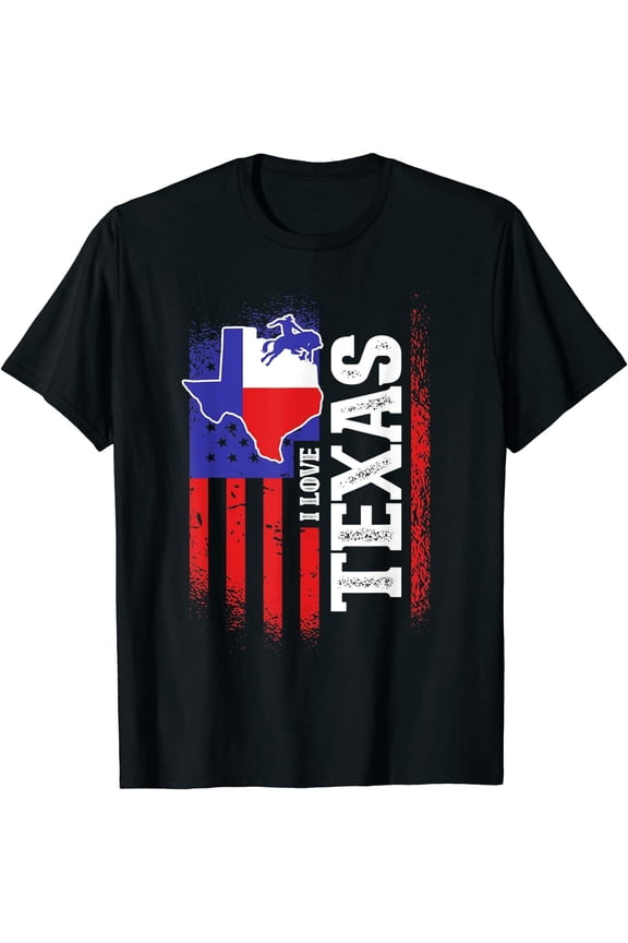 I Love Texas Lone Star State Republic Map Silhouette Austin Dallas Houston T-Shirt