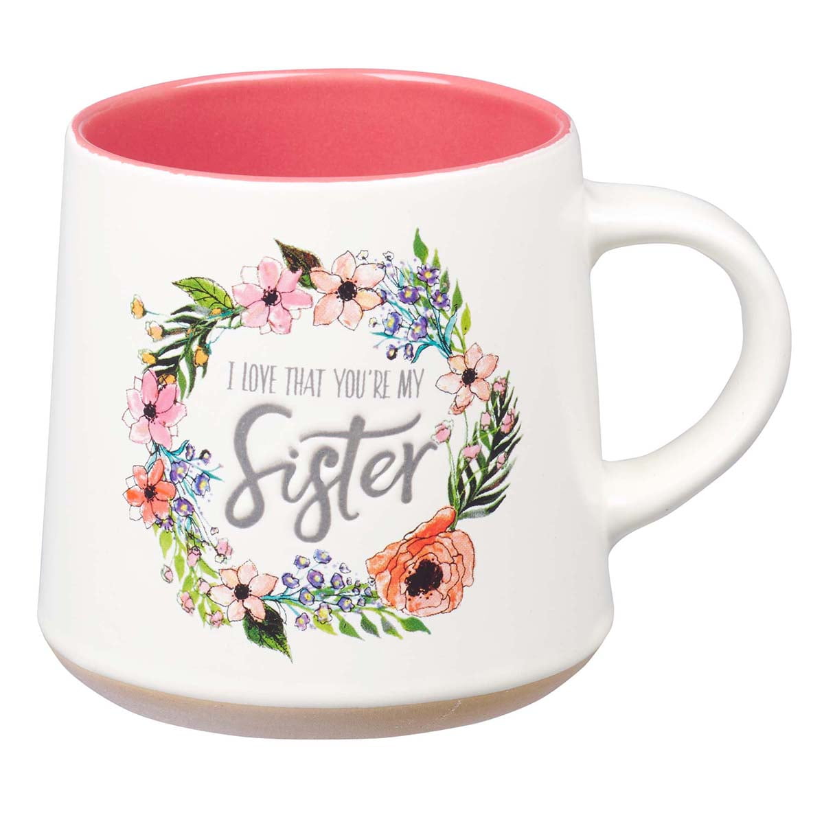 Rustic Pink and Ivory Ceramic Sister Mug, 14oz
