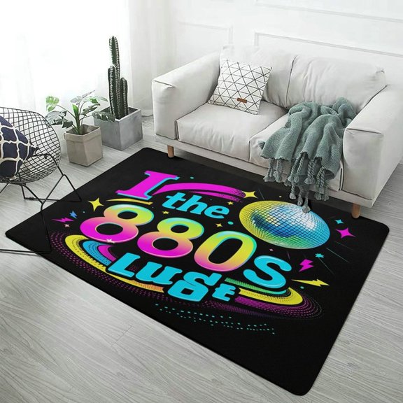 I Love The 80's Eighties Carpet Soft Comfy Rug for Home Living Room Bedroom Area Rug Non-slip Doormat Decor