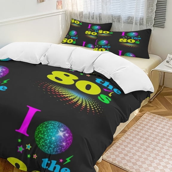 I Love The 80's Eighties Set Duvet Cover Bedding Set Duvet Cover Polyester Quilt Cover for Queen Size