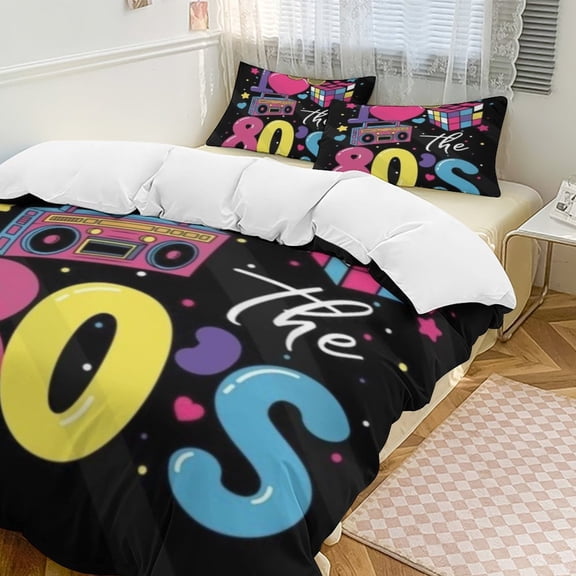 I Love The 80's Retro Heart Bedding Set Duvet Cover Couple Bedclothes Pillowcase Customized Home Textiles Bed Set for Full Size