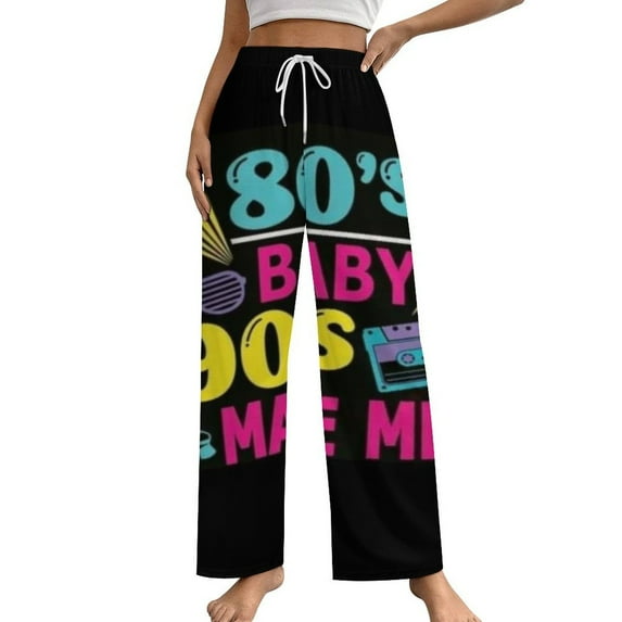 I Love The 80's Retro Heart Pajama Pants Breathable with Pockets Pajamas For Lady Vintage Sleeping Pants Bedroom Homewear