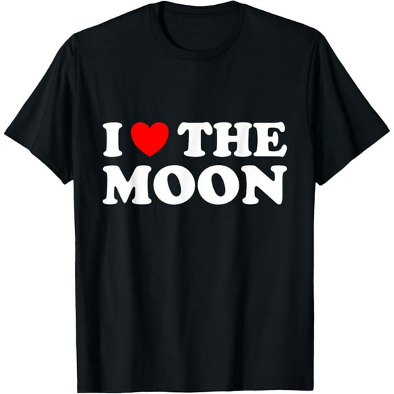 I Love The Moon T-ShirtMen and women, Black T-shirt, size: Extra large