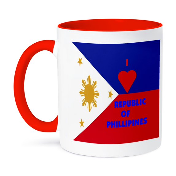 3dRose, I Love The Phillipines, 11oz Two-Tone Red Mug