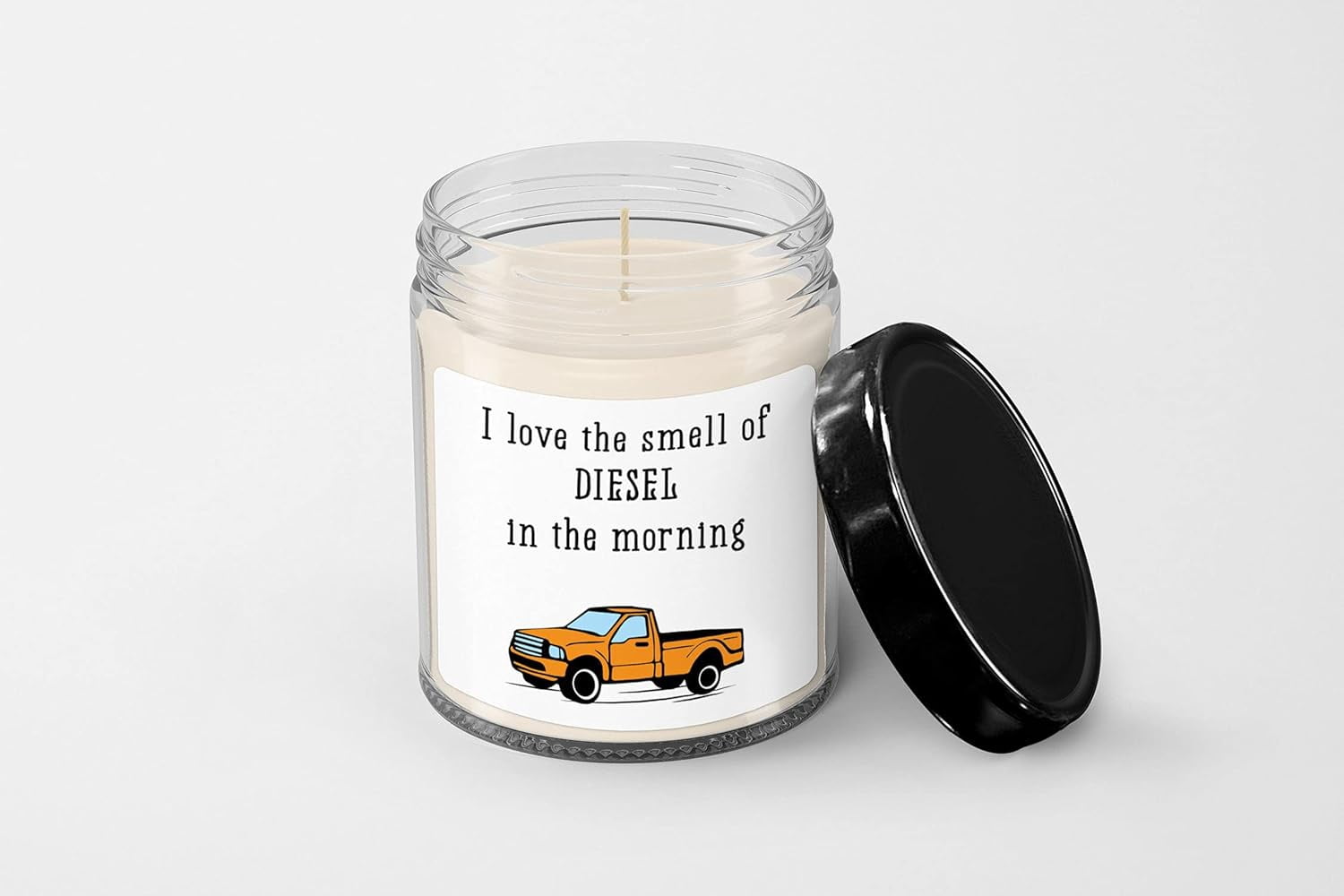 I Love The Smell of Diesel in The Morning - Soy Wax Candle - Hand Poured - 9 oz Vanilla-Scented Candle - Candle Jar