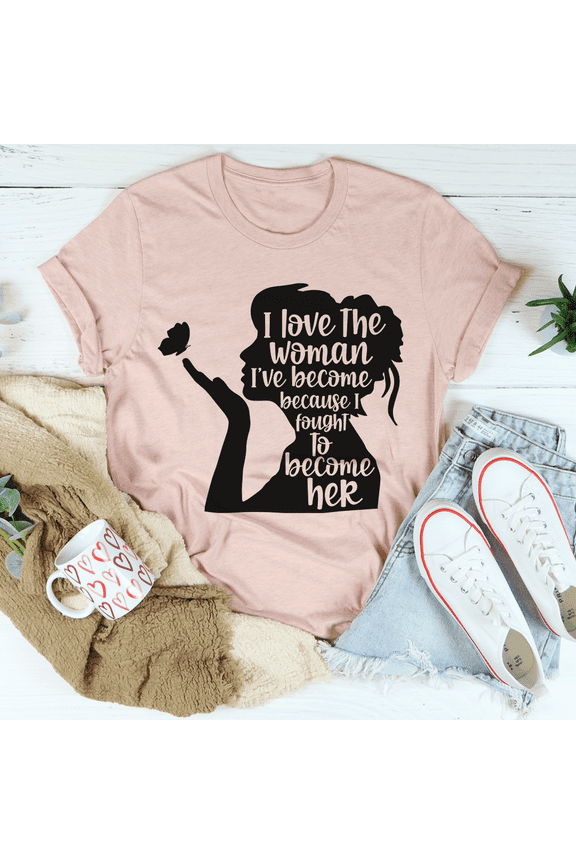 I Love The Woman Ive Become Tee Heather Prism Peach S Peachy Sunday T-Shirt